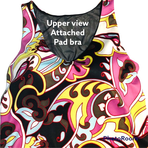 Athleta paisley swimwear top Tankini top only attached bra pull on style Sz Sm - Picture 2 of 16